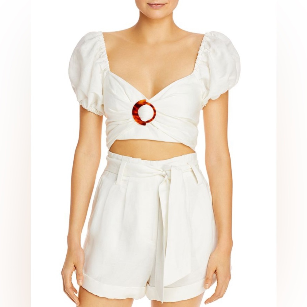 Significant Other Solace Bodice Ivory Crop Top, Linen, size 2, NWT